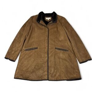 Orvis Coat Mens XL Brown Suede Shearling Lined Winter Jacket